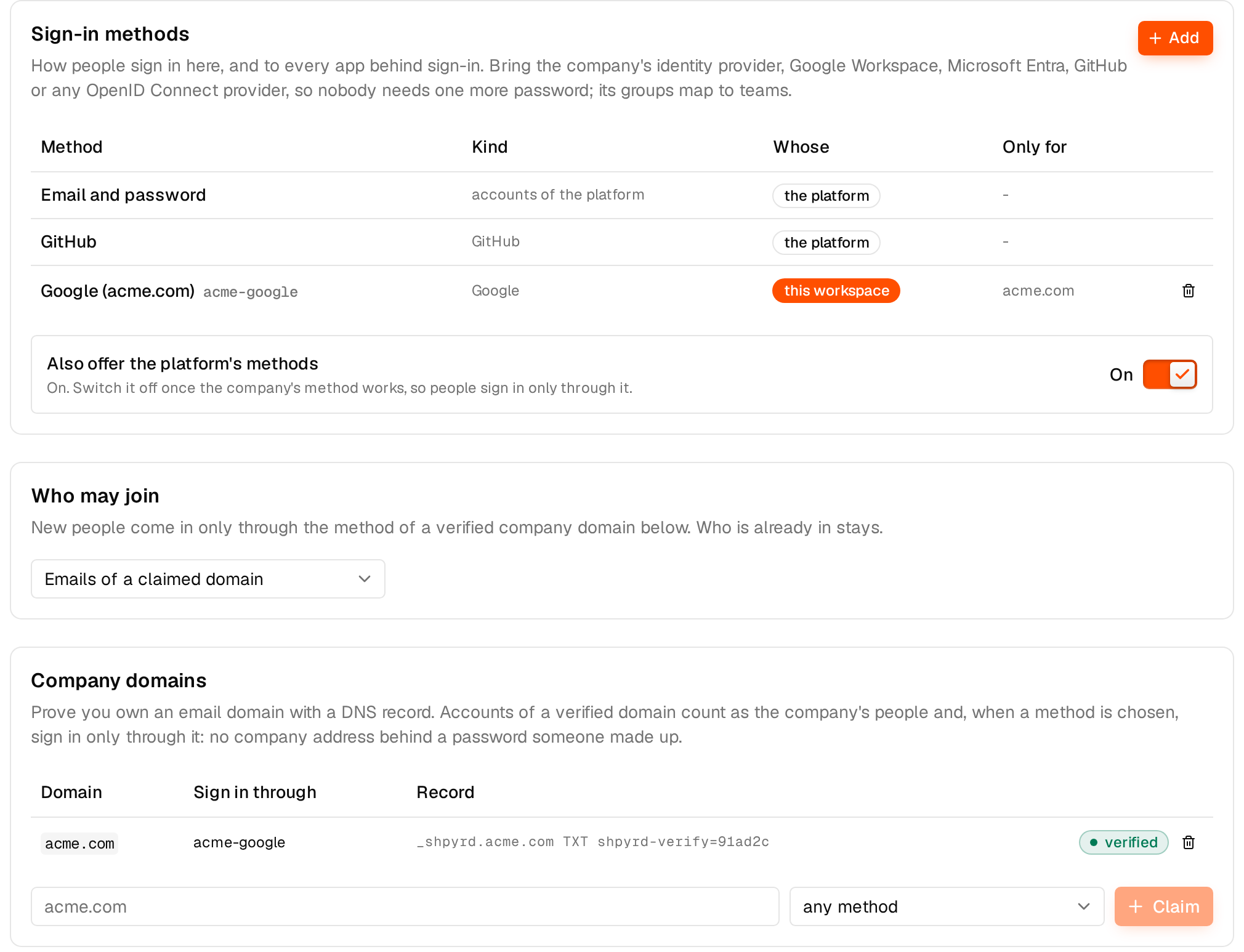 Sign-in page